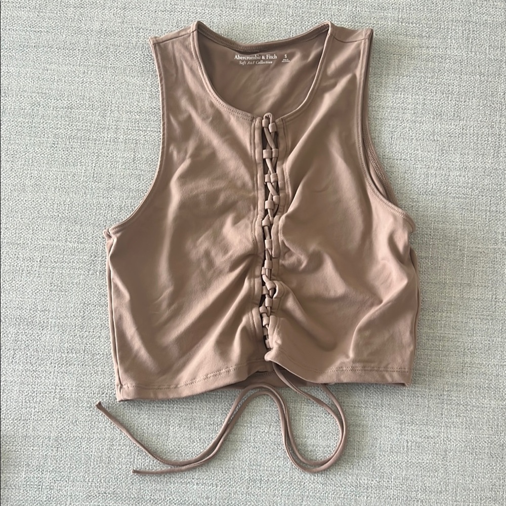 Abercrombie & Fitch Pink Sleeveless Tie Front Crop Tank